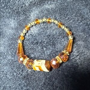 Elegant Gold and Brown Beaded Bracelet